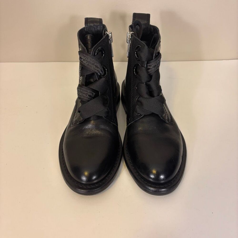 Zadig & Voltaire Black Leather Lace Up Combat Boots Size 37 = 7 - Picture 6 of 12